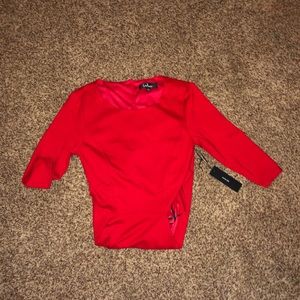 3/4 sleeve red mini dress